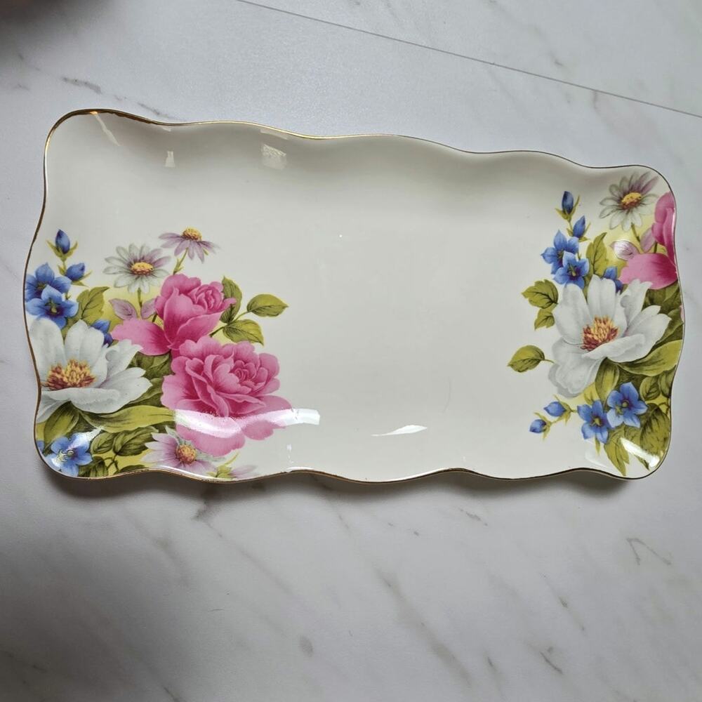 Grace's Teaware Bone China Rose Platter Trinket Dish Dresser Tray